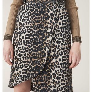 Ganni Leopard Denim Skirt